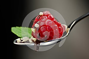 Raspberry on a spoon