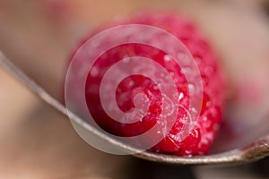 Raspberry on a spoon