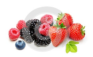 Raspberry, Strawberry and Blueberry Isolated