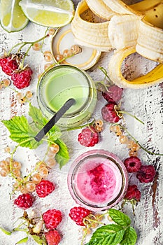 Raspberry summer yogurt dessert