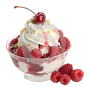 Raspberry Sundae Isolated on Transparent Background