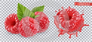 Raspberry. Sweet fruit. 3d realistic vector icon