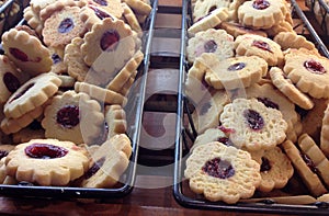 Raspberry Tart Cookies in Baskets
