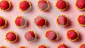 Raspberry Tartlets Pattern On Pink Background