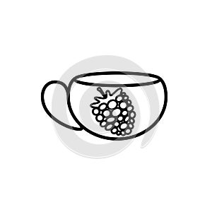 Raspberry tea line icon isolated on a white background