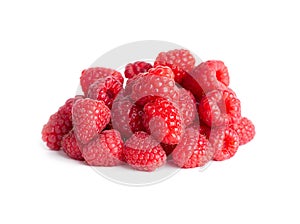 Raspberry on white background. Fresh sweet fruit closeup