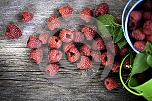 Raspberry on a wooden background