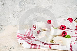 Raspberry and yogurt popsicles