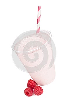 Raspberry Yogurt Smoothie with Straw