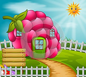 Raspberyy house in garden