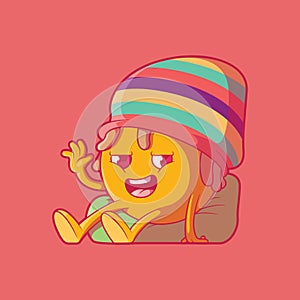 Rasta emoji character Chillin vector illustration.