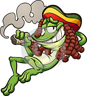 Rasta frog smoking weed