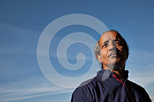 Rasta man black portrait sky