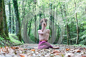 Rasta Woman Doing Yoga Exercises At The wood