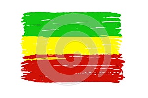 Rastafari flag isolated on a white background. The symbol of Rastafari. photo