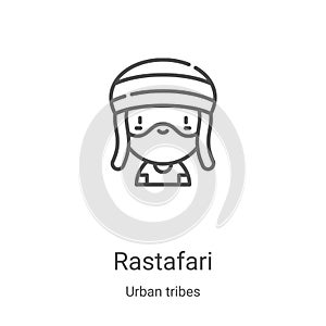 rastafari icon vector from urban tribes collection. Thin line rastafari outline icon vector illustration. Linear symbol for use on photo