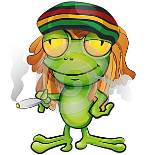 Rastafarian frog cartoon