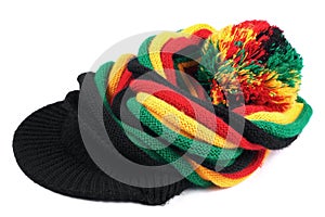 Rastafarian hat isolated on white background