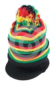 Rastafarian hat isolated on white background