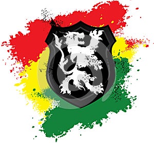 Rastafarian lion shield