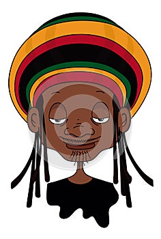 Jamaican colors Hoodie Wearing Rastaman Illustration photo