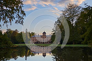 Rastatt Favorite Palace and idyllic palace garden at sunset