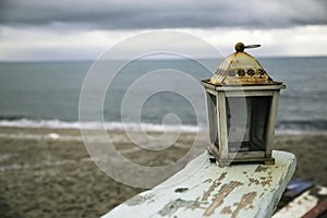 A rasted lantern at the beach
