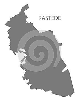 Rastede German city map grey illustration silhouette shape