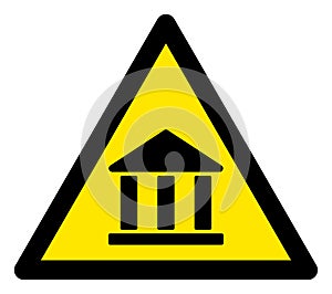 Raster Bank Warning Triangle Sign Icon