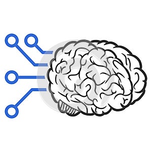 Brain Computer Interface Raster Icon photo