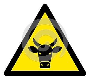 Raster Bull Warning Triangle Sign Icon