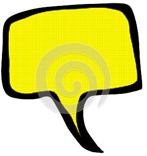 Raster comic empty yellow bubble speech in pop art style. hand drawing doodle illustration