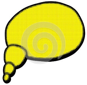 Raster comic empty yellow bubble speech in pop art style. hand drawing doodle illustration