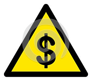 Raster Dollar Warning Triangle Sign Icon