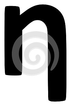 Raster Eta Greek Lowercase Symbol Flat Icon Image