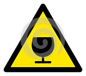 Raster Glass Warning Triangle Sign Icon