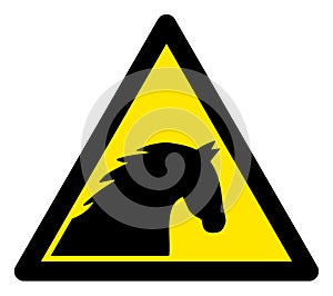 Raster Horse V2 Warning Triangle Sign Icon