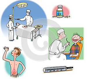 Raster illustrations about healthcare and medicine