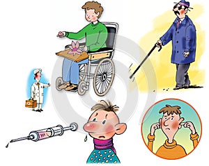 Raster illustrations about healthcare and medicine