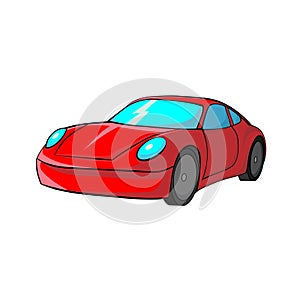 Raster Image of a Red Sports Car with shadow and Color tone shading