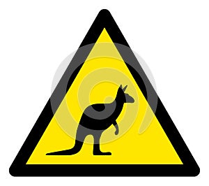 Raster Kangaroo Warning Triangle Sign Icon