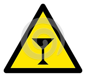 Raster Martini Glass Warning Triangle Sign Icon
