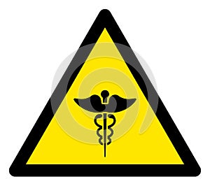 Raster Medic Caduceus Warning Triangle Sign Icon