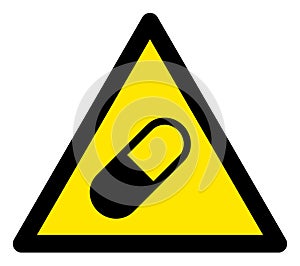 Raster Medical Pill Warning Triangle Sign Icon