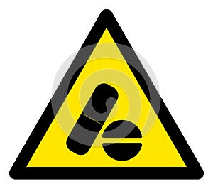 Raster Medical Pills Warning Triangle Sign Icon