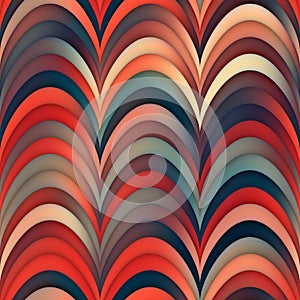 Raster Seamless Blue Red Lines Gradient Wavy Round Stripes Pattern