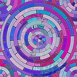 Raster Seamless Multicolor Pink Blue Shades Brick Pavement Circular Tiling Pattern