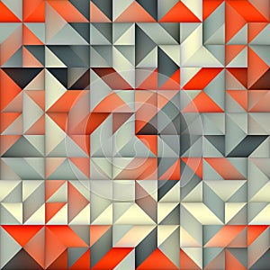 Raster Seamless Orange Grey Gradient Triangle Irregular Grid Square Pattern