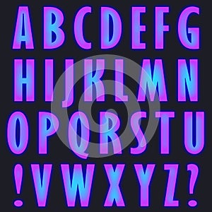 Raster set of capital letters of the Latin alphabet, exclamation and question marks based on Gill Sans MT Ext Condensed Bold.