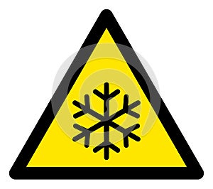 Raster Snow Warning Triangle Sign Icon